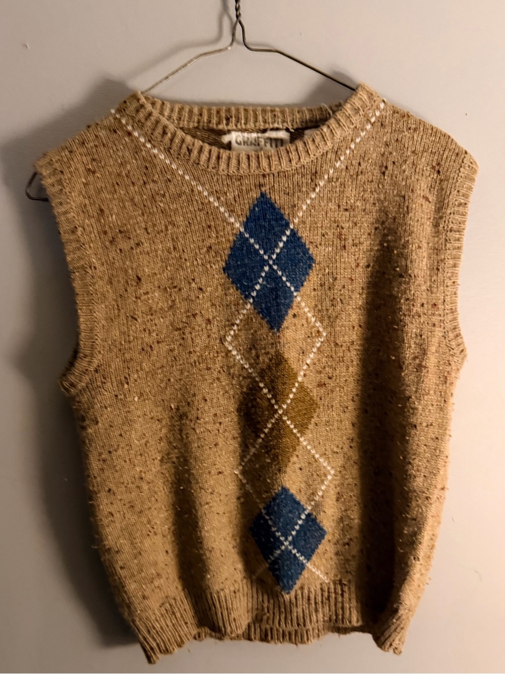 Vintage Graffiti by Luigi Gordoni knitted vest wool blend argyle sweater vest
